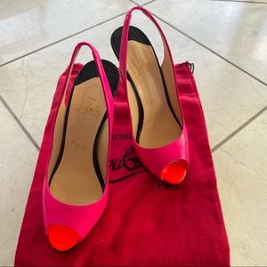 Christian Louboutin Flo Sling 120 patent heels pumps 5.5